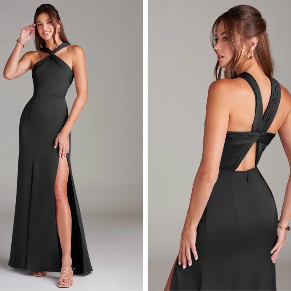 Azazie Black High Neck Maxi Dress